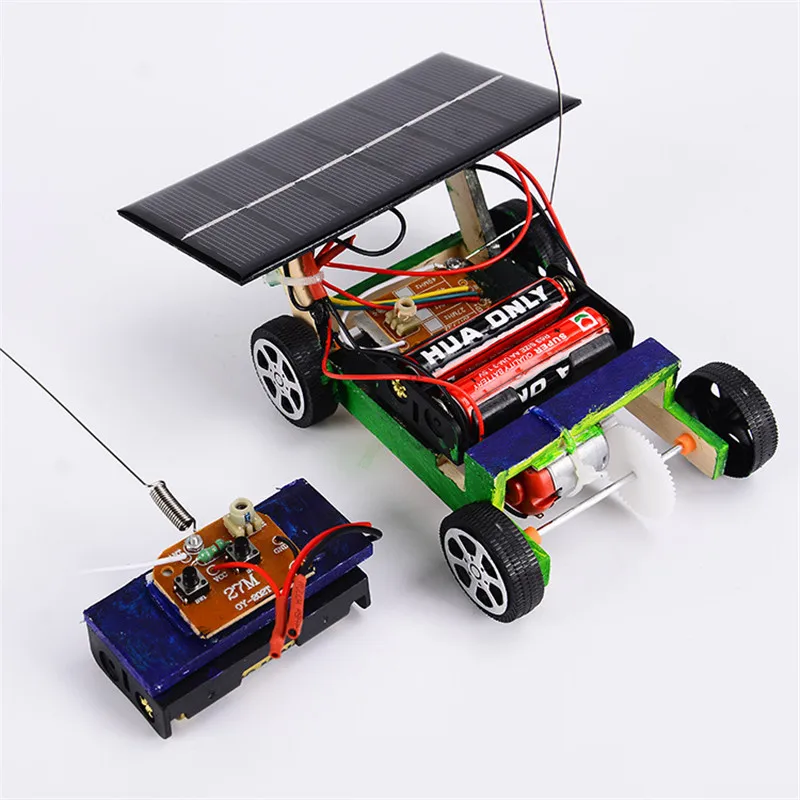 Солнечная энергия RC автомобиль игрушка Дерево DIY беспроводные модели