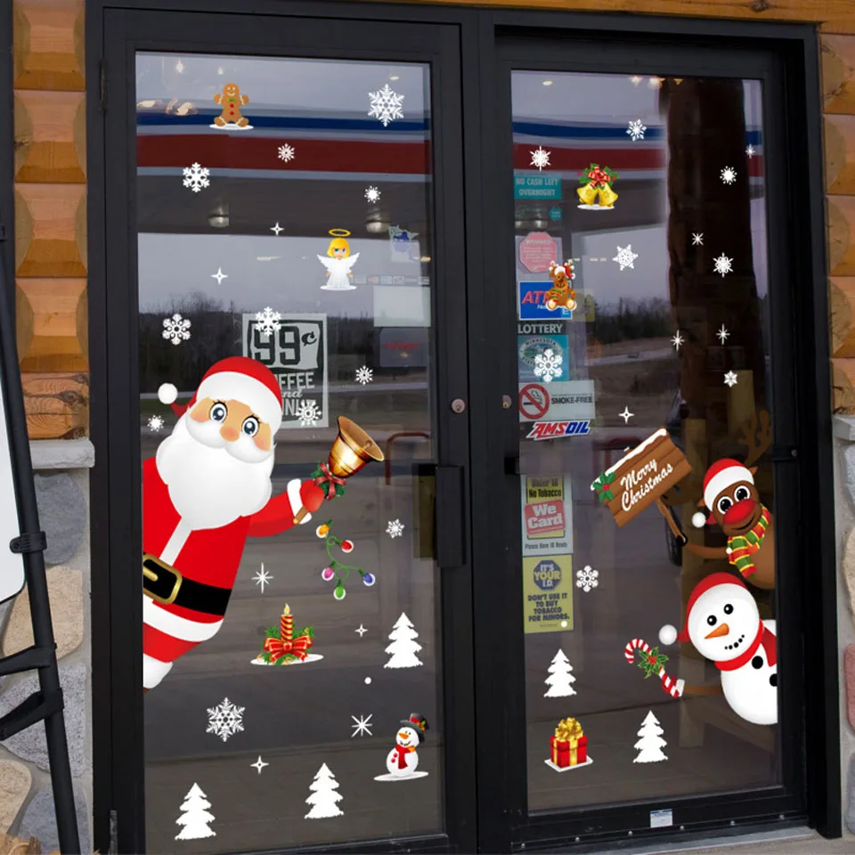 DIY Счастливого Рождества настенные наклейки окна стекла Праздничные наклейки год Рождественские украшения для дома