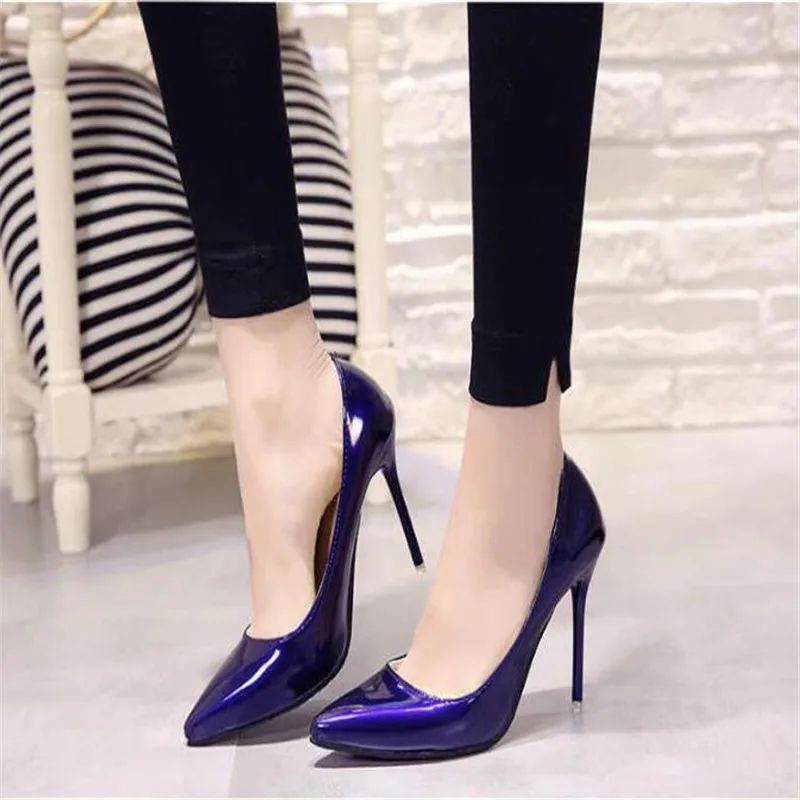 

Big Size Shoes Women high heels 2020 Summer basic office ladies shoe pumps fashion pointed concise leather heel zapatos de mujer