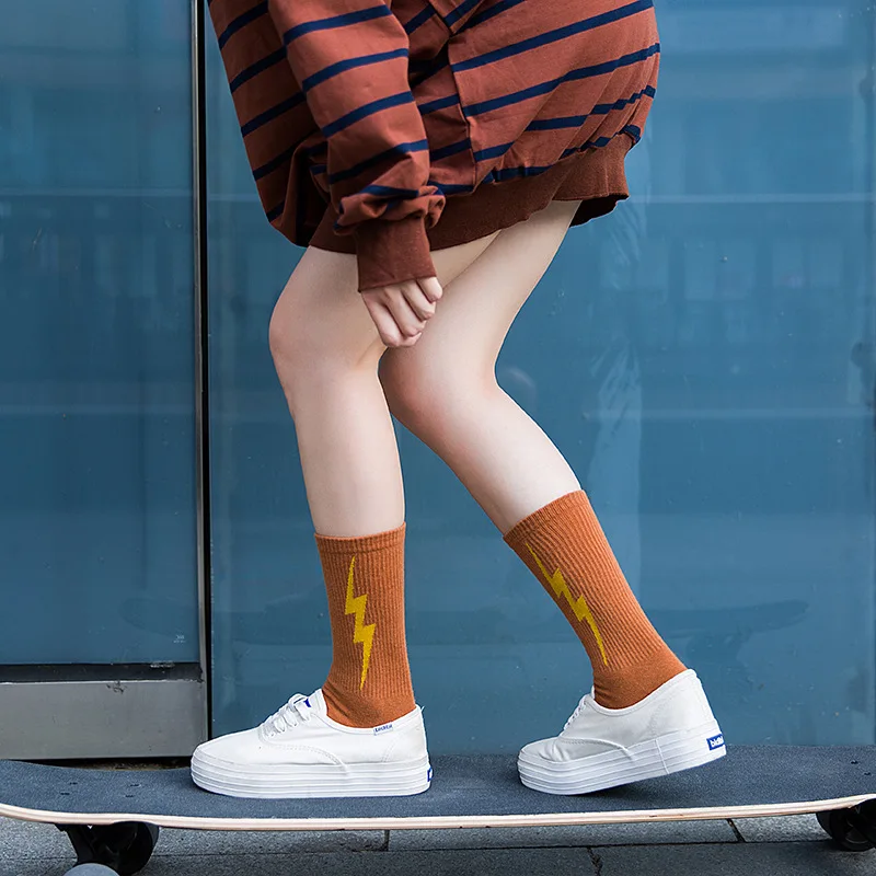 REFJJ женские унисекс Зимние чулки молния скейтборд носки хлопок Harajuku для HipHop Sox шик