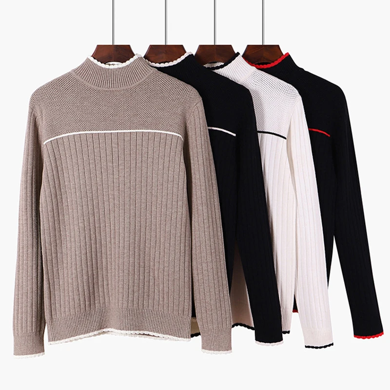 

OUMENGKA Knitted Sweater Women 2020 Autumn Winter Korean Cashmere Turtleneck Long Sleeve Pullover Female Jumper Knitwear