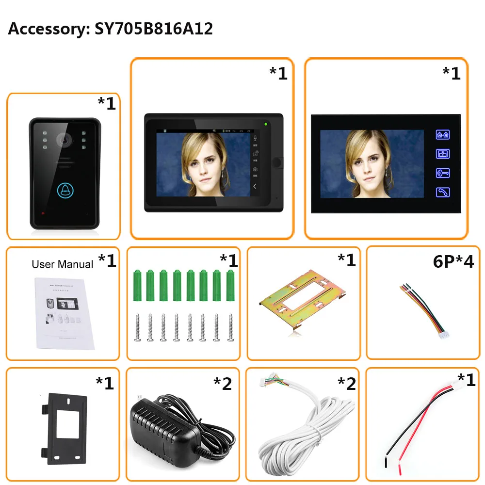 

7'' TFT LCD Wired WiFi Smart Video Door bell Visual Video Intercom System Waterproof Outdoor IR Camera Support Remote unlock