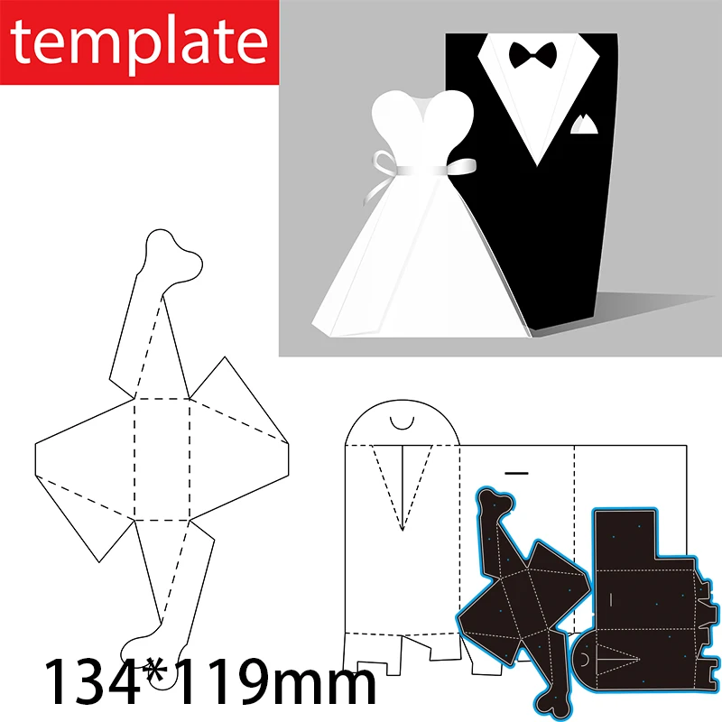 

New Cutting Dies Wedding Box Decoration Scrapbook Embossing Paper Craft Album Card Punch Knife Mold 134*119mm