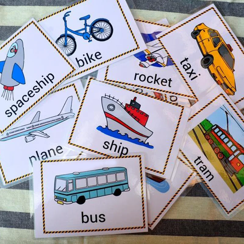22 шт. дорожные инструменты английские слова карты для детей автобус велосипед