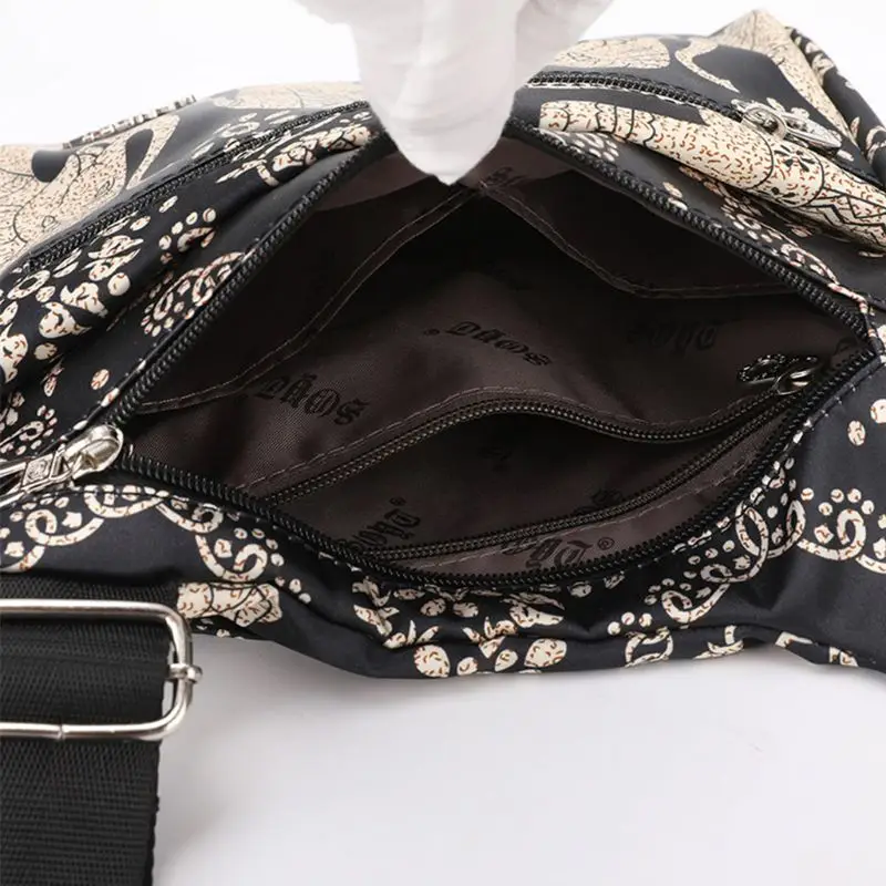 

Women Printed Nylon Shoulder Crossbody Bag Multi Zipper Messenger Satchel Tote Purse