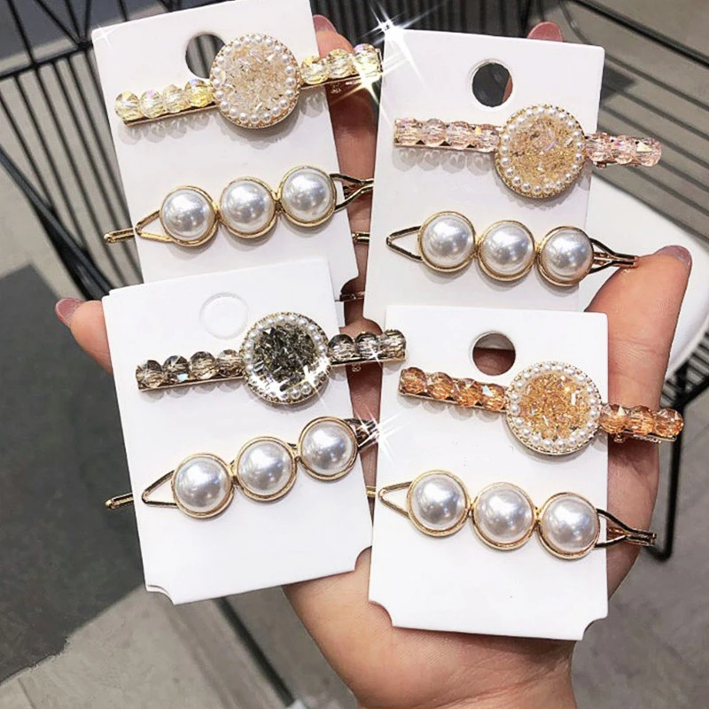 2/3 шт./компл. леди модная с кристаллами и жемчугом геометрический Заколки для