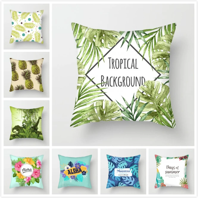 Чехол на подушку с изображением растений фуватакчи подсолнуха кокосового дерева