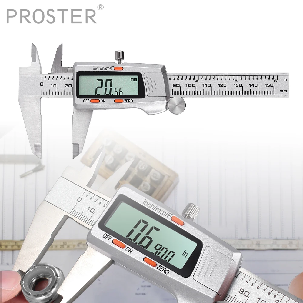 Proster 150 мм Нержавеющая сталь цифровой штангенциркуль с нониусом из нержавеющей