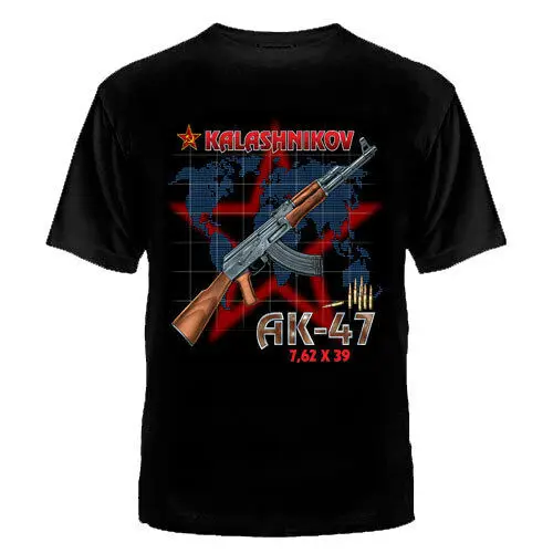 

Unique Russian Military Kalashnikov AK-47 Assault Rifle T-Shirt. Summer Cotton O-Neck Short Sleeve Mens T Shirt New S-3XL