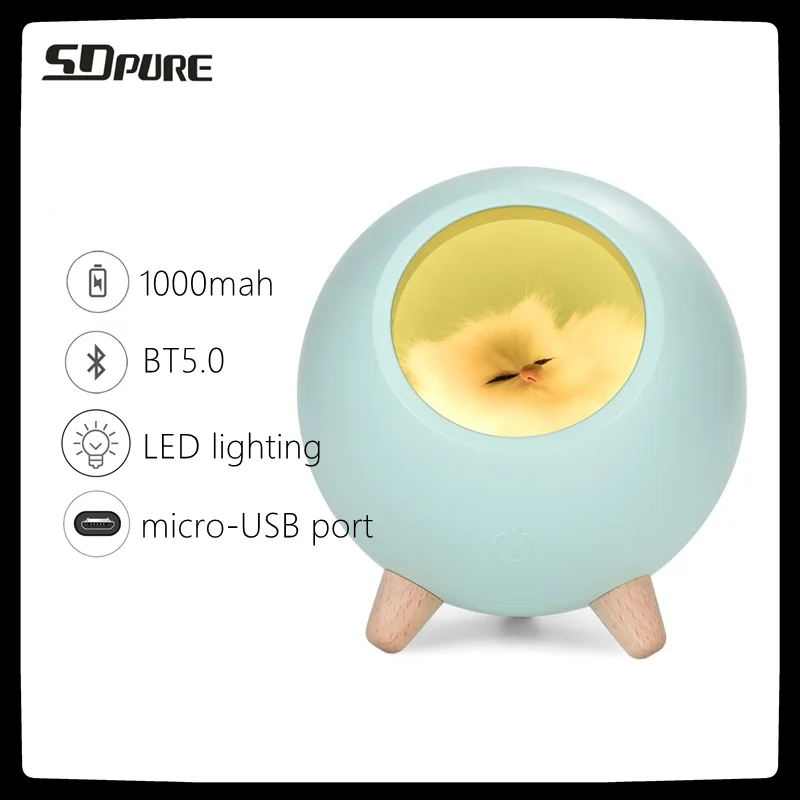 

SDpure cute pet bluetooth speaker with LED lamp,true wireless1000mah big rechargeablebattery,stereo loudspeaker,Atmosphere light