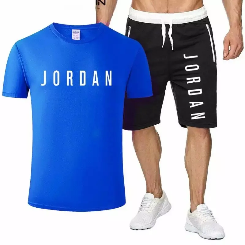 

2021New Men's Summer Leisure Sets T-Shirt+Pants Two Pieces Casual Tracksuit Male Sportswear Gym Brand Clothing Sweat Suit