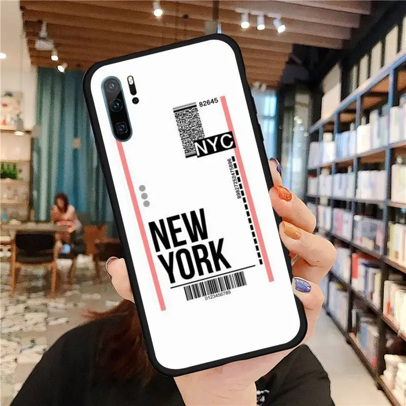 

New York Los Angeles Paris Tokyo City Label Bar Phone Case For Huawei honor Mate P 9 10 20 30 40 Pro 10i 7 8 a x Lite nova 5t