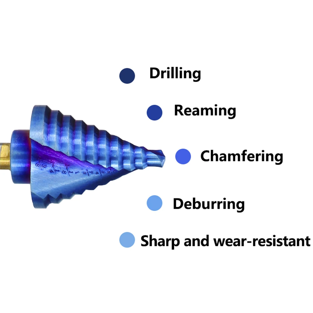 売る ステップドリルビットセット 5 個hssスパイラル溝木金属穴カッターコアコーンドリルビット