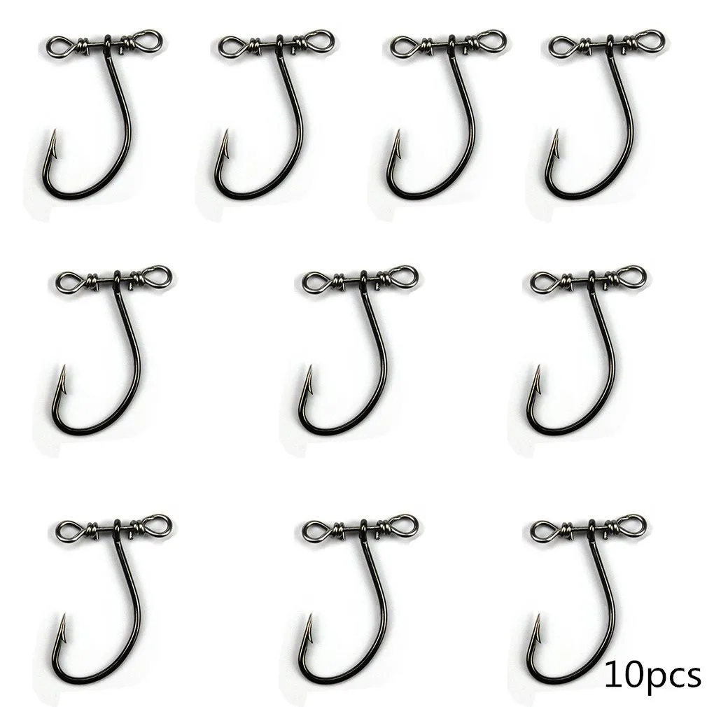 10pcs 10/20 шт., крючок для рыбалки с двойным отверстием, черный никелевый кривошипный одиночный рыболовный крючок, рыболовные крючки, аксессуары для рыбы - Цвет: 10pcs