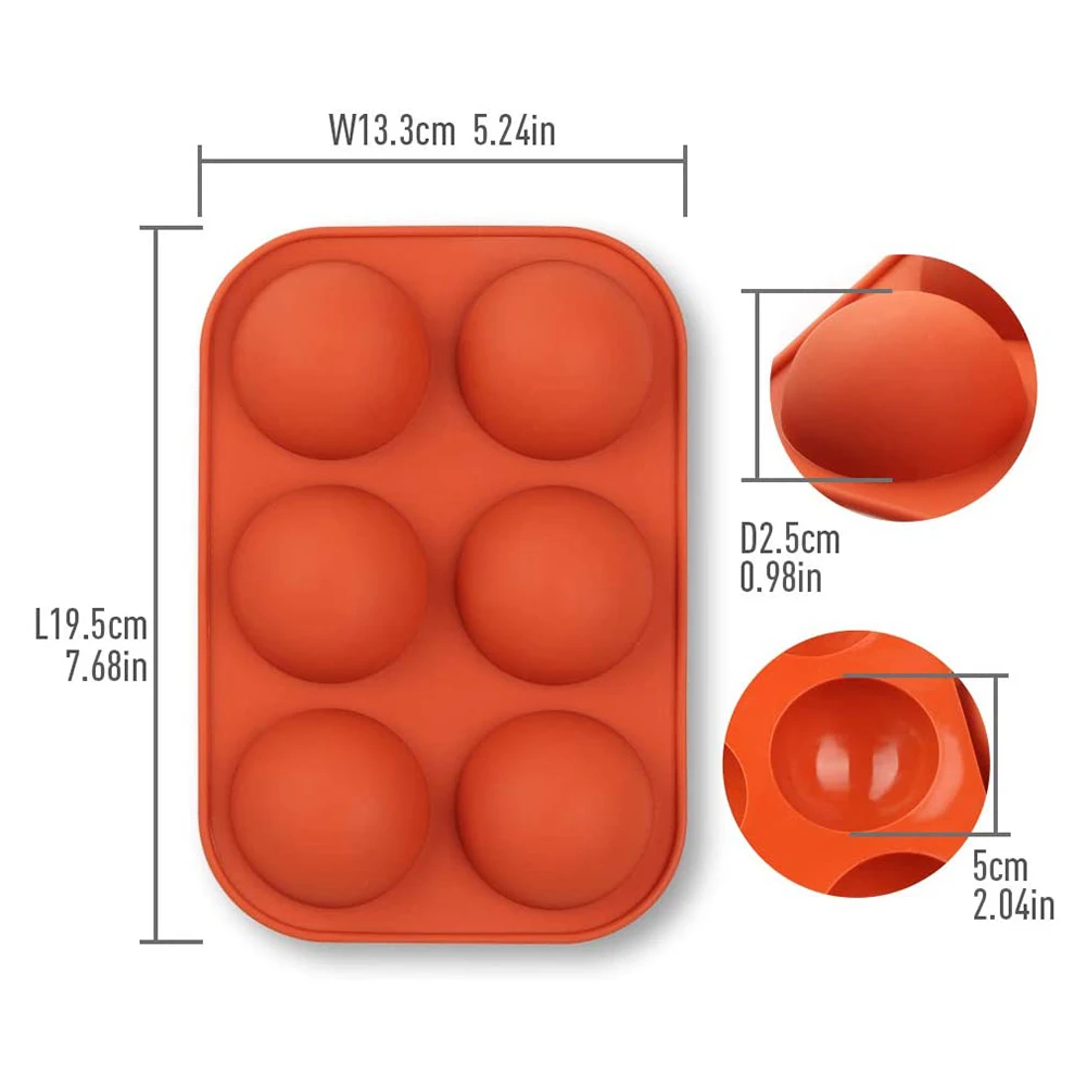 

6 DIY Cavity Half Sphere Circle silicone Chocolate mold silicone sphere cake Mold Cocoa bomb Decorative Cake Mould Tool