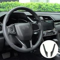 for honda civic 10th 2016 2018 abs carbon fiber car steering wheel button frame cover protector accessories car styling 2pcs
