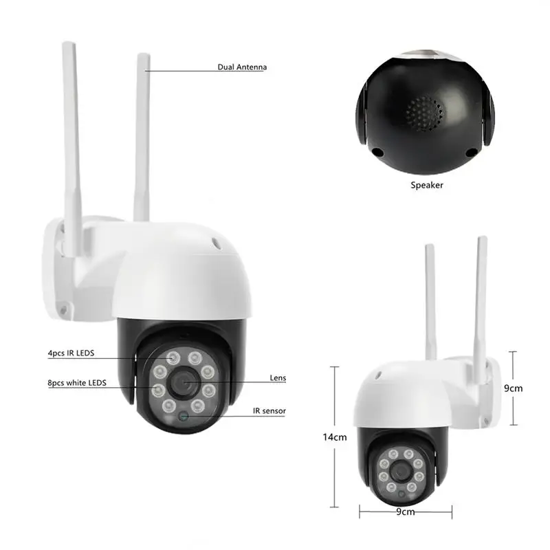 

CHPT2 PTZ WiFi IP Camera 1080P 2MP Digital Zoom IP66 Waterproof Wireless Security CCTV System Camera Audio Surveillance Camera