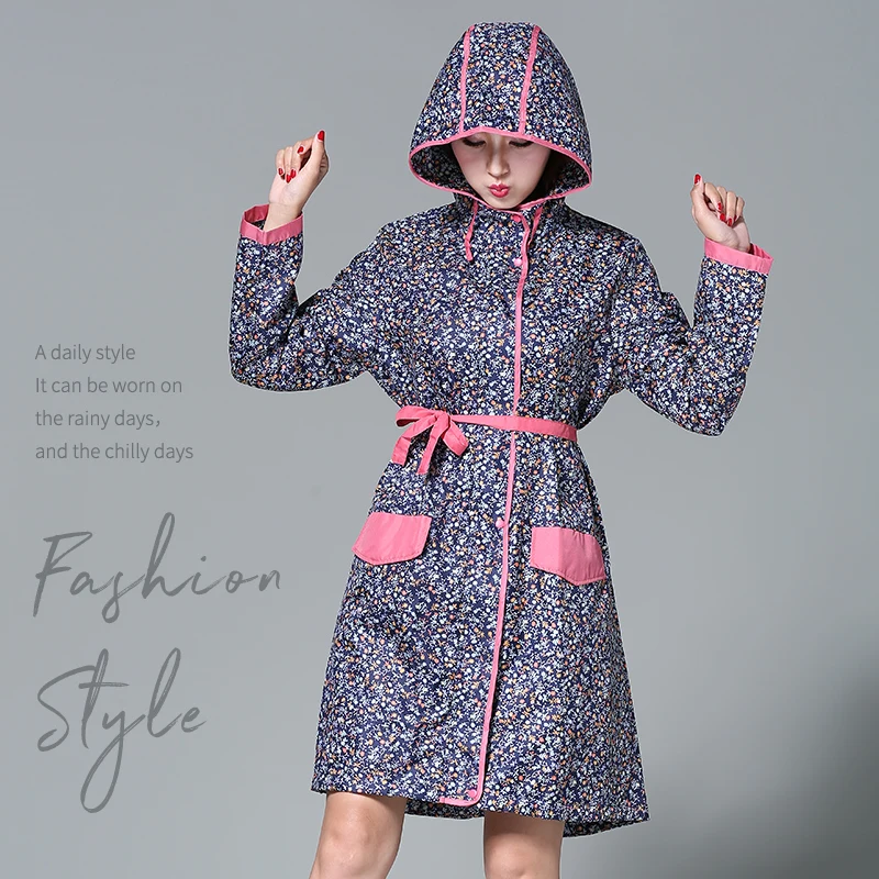 Плащ-дождевик с цветочным принтом в японском и корейском стиле для взрослых