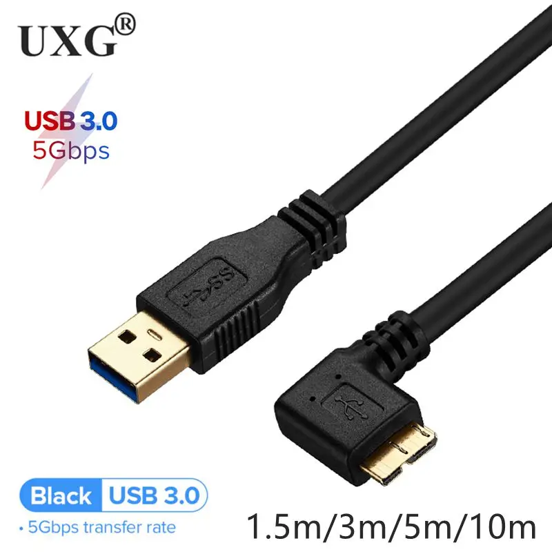 3m 5m 10m USB3.0 Micro B кабель USB камера к компьютеру ПК 90 drgee правый угол для Nikon Canon SLR 5DSR 5d4 7D