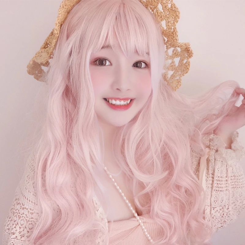 

Женский длинный парик Candy Lolita Sweet парик для девочек из аниме Kawaii Girl с длинными вьющимися волосами, аксессуары для косплея, Розовый Симпатичны...