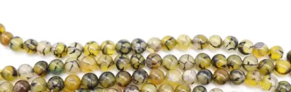 Natural Tourmaline tea Yellow and black dragon pattern Round Spacers Loose Beads For Jewelry Making DIY Bracelets | Украшения и
