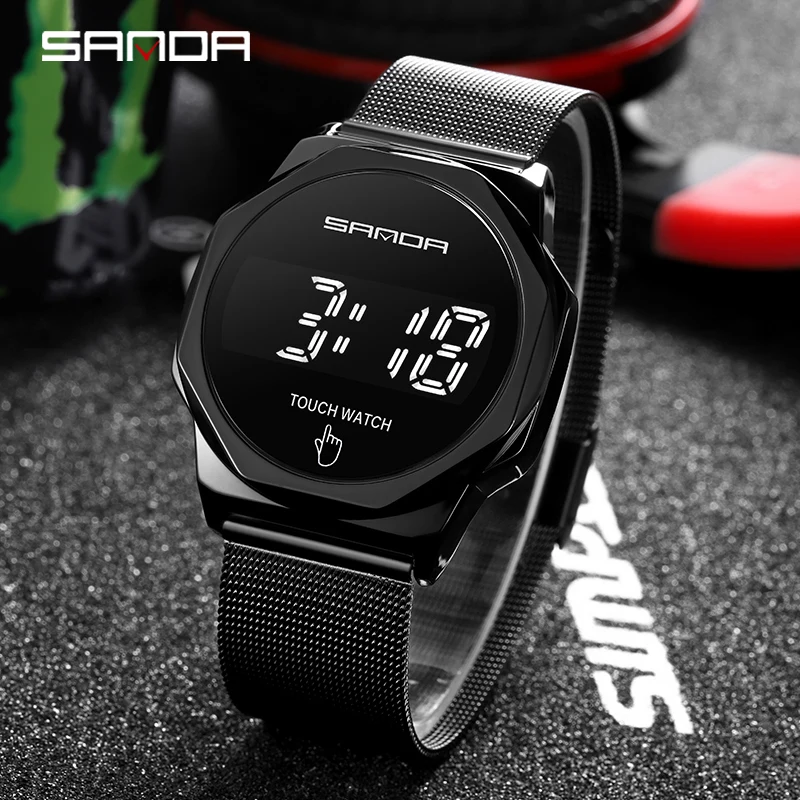 Часы наручные SANDA мужские с сенсорным экраном модные брендовые