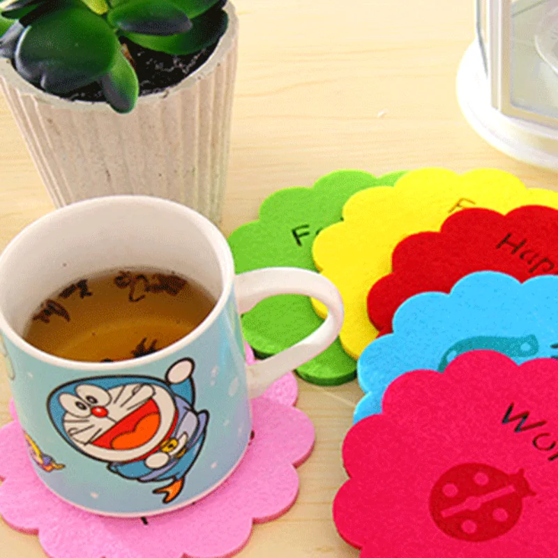 

Colored Cup Pad Felt Products Fashion Felt Cup Pad Cute Creative Felt Pad Cup Accessories Table Decoration Table Mat