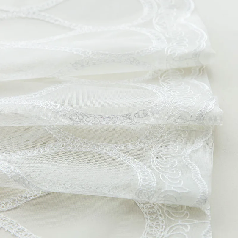 Вышитые белые прозрачные шторы в виде рыбьей чешуи нового дизайна для гостиной