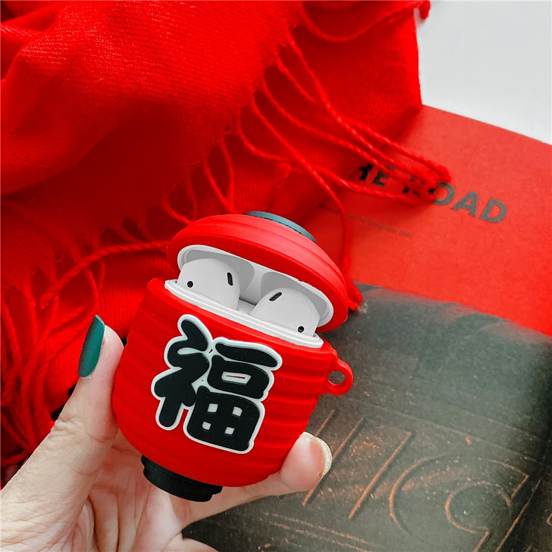 Чехол для наушников Airpods Pro силиконовый чехол с фонариком Lucky Yuanbao Anime мягкий Apple Air