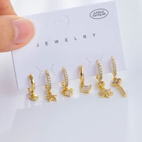 fashon 6 piece set flower tassel hoop earrings cute heart star small hoop earrings for women jewelry