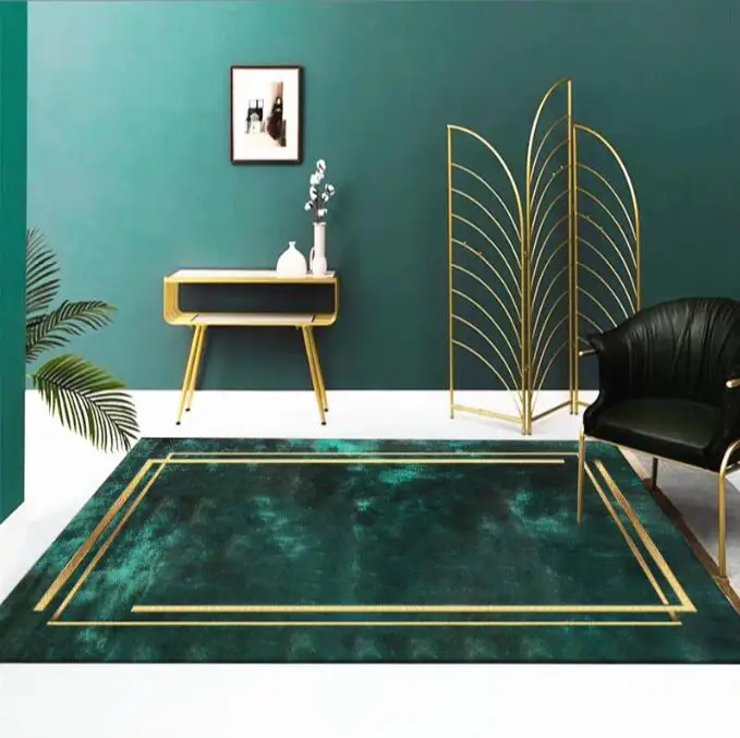 

Luxury Nordic Gold Green Pattern Carpet for Bedroom Customized Large Home Living Room Decor Area Rugs Non-slip Floor Mats