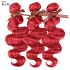 Пучки бразильских волос Remy Forte, пупряди красных волос для наращивания, волнистые пупряди, 134 пучка, человеческие волосы, одинопряди