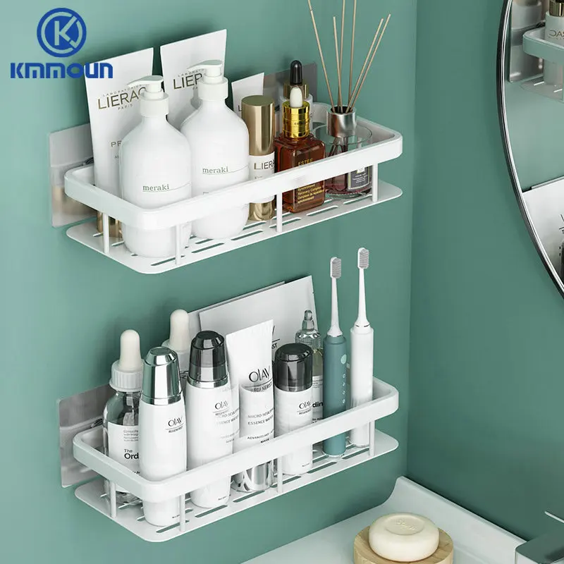 Полка для ванной алюминиевая квадратная корзина черная/белая/матовая полка