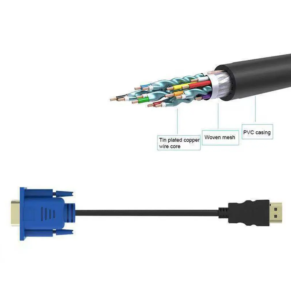 1 5 м/16 футов Золотой HDMI папа к VGA 15 Pin видео адаптер кабель 1080P 6 для ТВ DVD коробка |