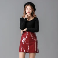 shining women pu faux leather skirt casual high waist mini skirt ladies a line solid short skirts women black pink