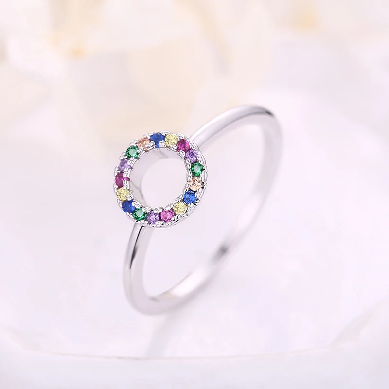 Женское серебряное кольцо PHOEBEJEWEL обручальные кольца с разноцветными Фианитами