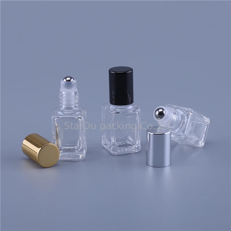 12 шт 5 мл 10 стеклянный рулон на бутылке квадратные флаконы с металлическим