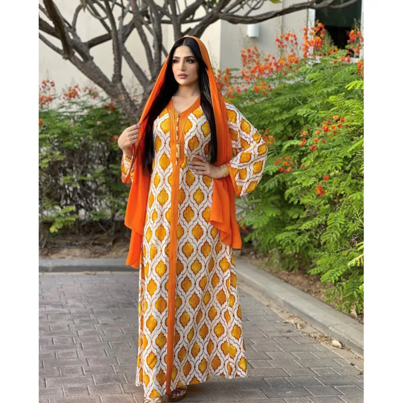 

Robe Longue Ramadan Abaya Dubai Turkey Arabic Islamic Muslim Print Dress Abayas Dresses For Women Djellaba Femme Vestido