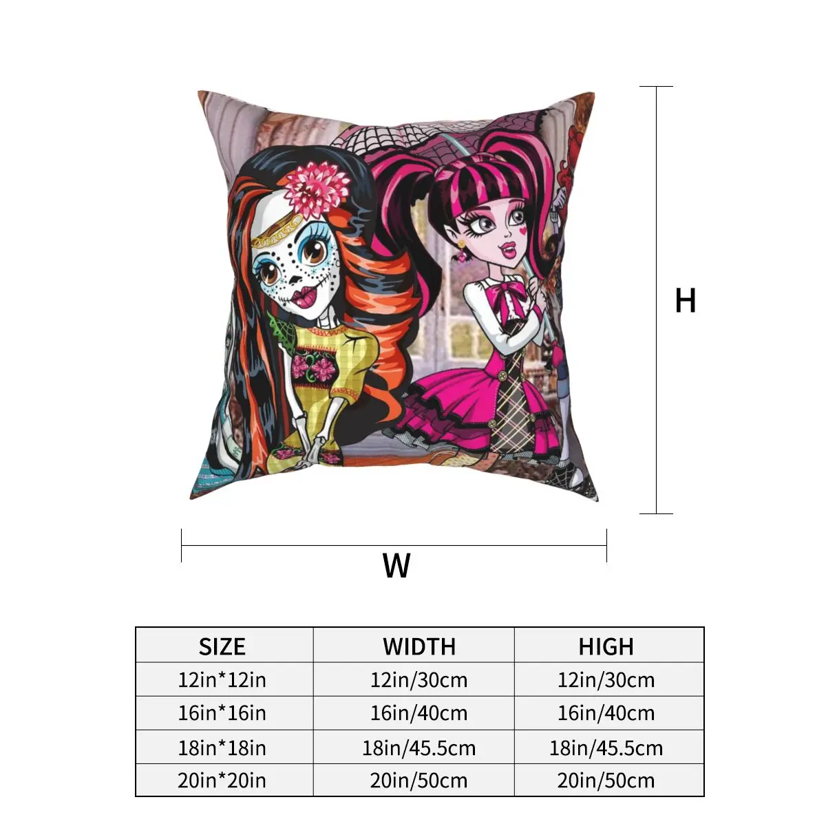 Хэллоуин Draculaura Monster High Подушка Чехол Печатный чехол для подушки из полиэстера