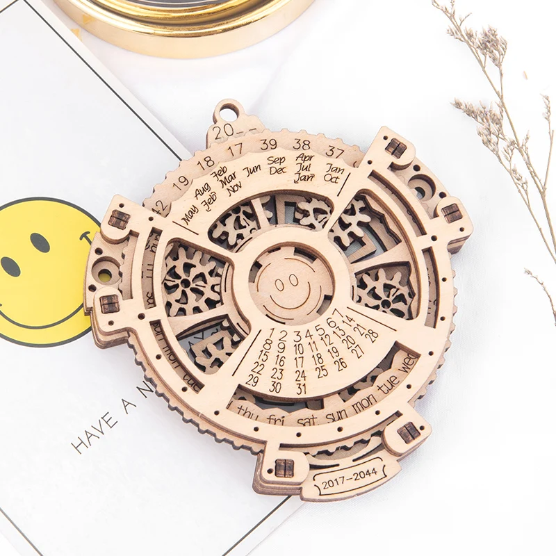 

New wooden 3D assembly creative DIY puzzle mechanical perpetual calendar model assembly toy gift 3D Puzzle