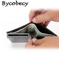 bycobecy men credit card holders fashion business rfid credit card aluminium case automatic bank card purse smart mini wallets