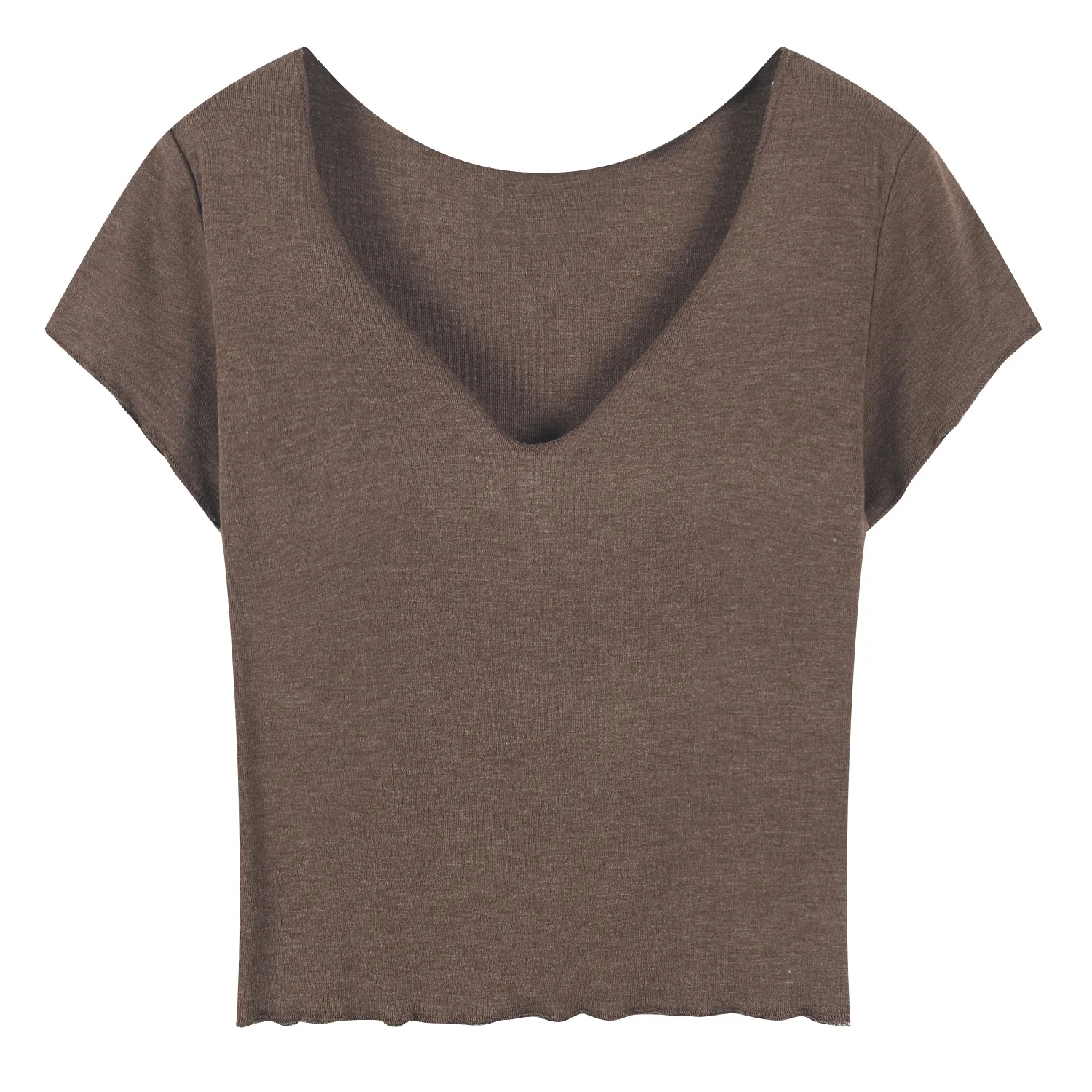 

ENGAGEMENT High Quality 2021 Square V-neck Navel Top Spring and Summer New Slim Slim Fit Short Sleeve T-shirt Women's Wear