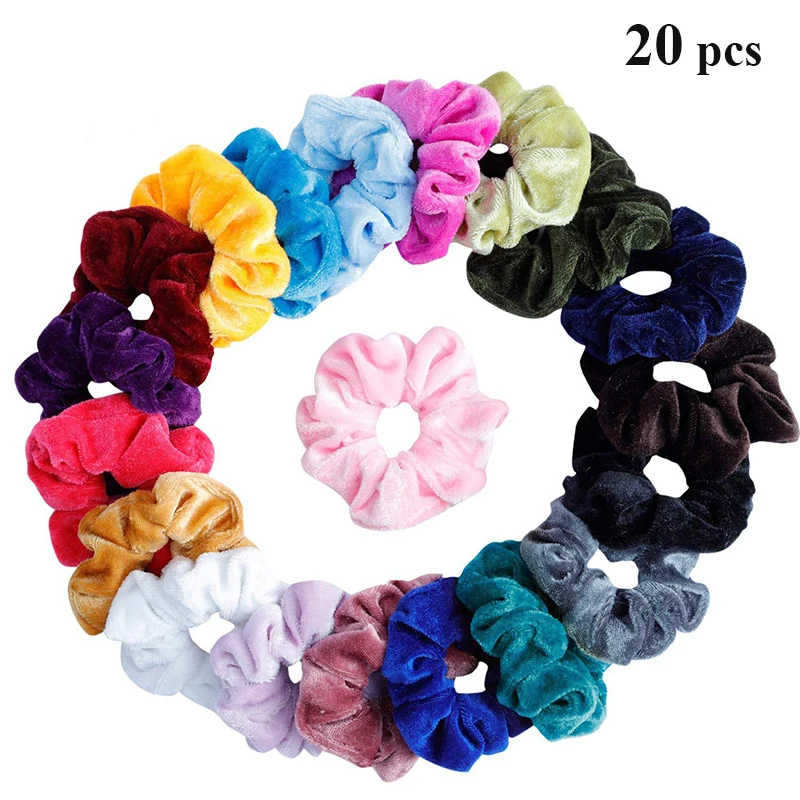 

Резинка для волос женская, бархатная, разноцветная, 20 шт./компл.