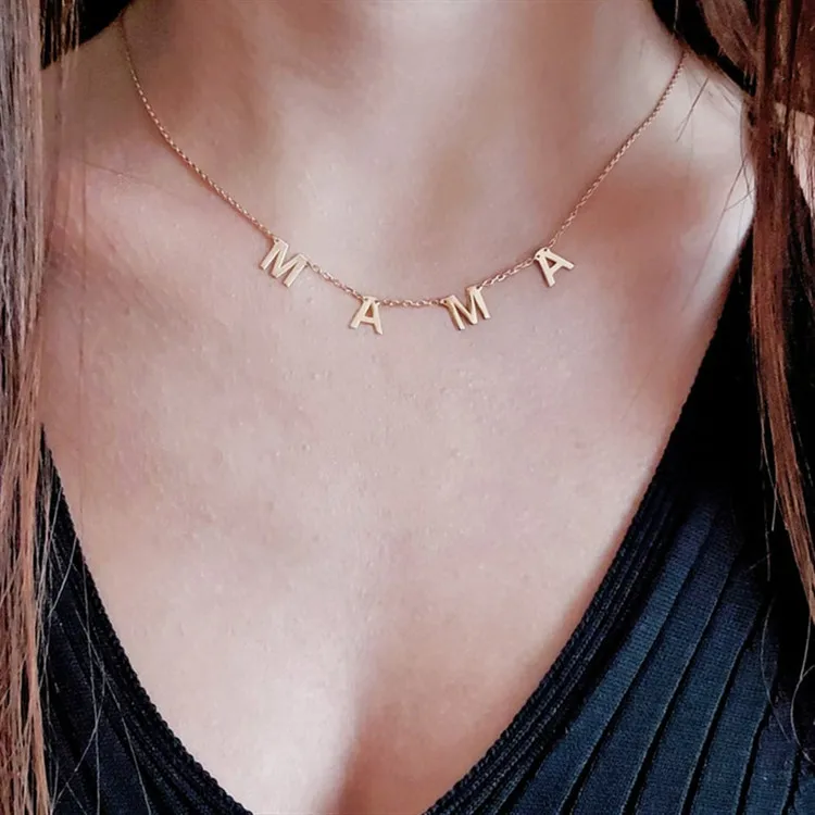 

Stainless Steel Mama Necklace Letter Pendant Mother Clavicle Chain Thanksgiving Women's Jewelry Gift wholesale