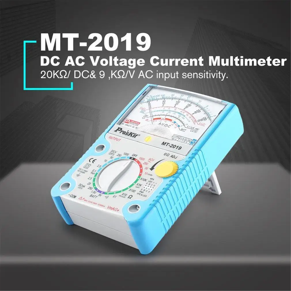 

Proskit MT-2019 AC/DC Analog Graph Pointer Multimeter Ammeter Resistance Capacitance Diode Volt Amp Ohm hFE LED Meter