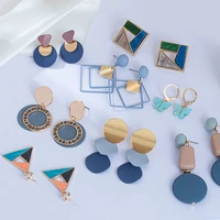blinla 2021 new vintage acrylic dangle earrings simple blue circle butterfly earrings for women fashion jewelry eaeeinss gift