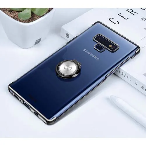 Для Galaxy Note 9, кольцевой чехол Xundd, Жесткий ПК, прозрачная задняя крышка для samsung Galaxy S9 S10+, подходит для магнитного автомобильного держателя телефона - Цвет: Black