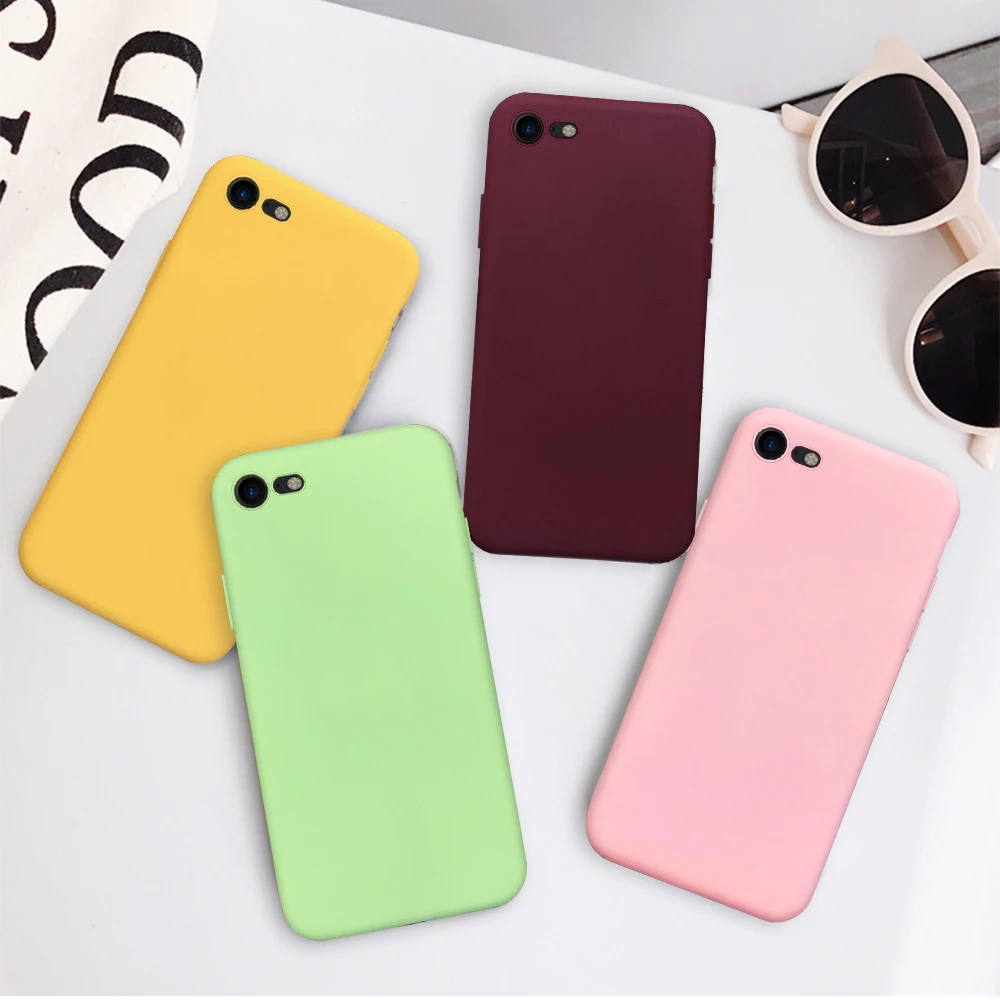 Ультратонкий матовый однотонный простой чехол для iphone 5 5S SE X XR XS Max 7 6 6S 8 Plus