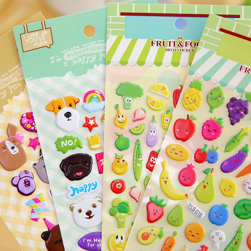 

1 Sheet Korean Stationery Cute Cartoon Animal Bubble Sticker Phone Decorated with Diary Sticker Student Stickers Random Delivery