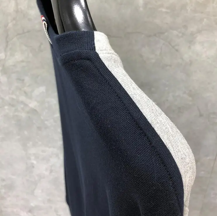 

2021 Fashion TB THOM Brand Spring Panelled Patchwork Clothing Cotton Jacket Men Women Sweatshirts O-Neck Casual Sportswear Coat